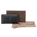 Bottega Veneta Edoardo Ebano Zip Around Wallet BV2017 Black Tl17289va68