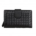 Bottega Veneta Intrecciato Nappa Flap French Wallet BV2155 Black Tl17305vK93