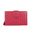 Bottega Veneta Intrecciato Nappa Flap French Wallet BV2155 Rose Tl17303sY95