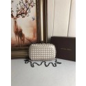 BOTTEGA VENETA Knot snakeskin-trimmed satin clutch 62548 beige Tl17137EC68