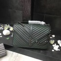 High Quality Imitation YSL Classic Monogramme Green Leather Flap Bag Y392738 Silver Tl15146Vu82