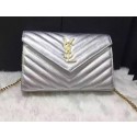 High Quality Replica YSL Classic Monogramme Clutch Cannage Pattern YSL0223 Silver Tl15314aR54