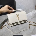 High Quality Yves Saint Laurent Calfskin Leather Shoulder Bag Y533036 White&gold-Tone Metal Tl14811pR54