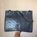 Imitation SAINT LAURENT NIKI MEDIUM SHOPPING BAG IN CRINKLED VINTAGE LEATHER 5814 Dark Gray Tl14799SU87