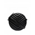 Imitation SAINT LAURENT VINYLE ROUND CAMERA BAG IN CHEVRON-QUILTED GRAIN DE POUDRE EMBOSSED LEATHER 6104361 black Tl14428uq94