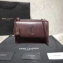 Knockoff Yves Saint Laurent Calfskin Leather Shoulder Bag Y542206B Burgundy &silver-Tone Metal Tl14801Ez66