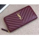 Knockoff Yves Saint Laurent Monogramme Calfskin Leather Zippy Wallet Y38204 Wine Tl15357yN38