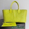 Replica Bottega Veneta Large intreccio leather tote bag 608811 Acid kiwi Tl16634Jw87