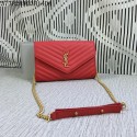 Replica YSL Classic Monogramme Flap Bag Cannage Pattern Y377828L Red Tl15260aG44