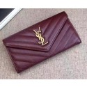 Replica Yves Saint Laurent Monogramme Calfskin Leather Flap Wallet Y38202 Wine Tl15359iF91