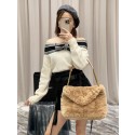 Replica Yves Saint Laurent PUFFER BAG IN MERINO SHEARLING AND LAMBSKIN 179540 NATURAL BEIGE Tl14615rH96