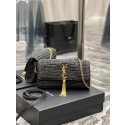 SAINT LAUREN KATE 99 CHAIN BAG WITH TASSEL IN RAFFIA Y664276 black Tl14361uT54