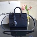 SAINT LAURENT Crocodile-Embossed Leather Organ Bag 392035 Dark Blue Tl14932np57