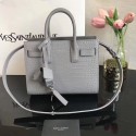 SAINT LAURENT Crocodile-Embossed Leather Organ Bag 392035 Gray Tl14933JD28