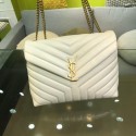 SAINT LAURENT Loulou Monogram medium quilted leather shoulder bag 74558 beige Tl14934Rc99