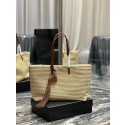 SAINT LAURENT PANIER MEDIUM BAG IN RAFFIA Y811502 TAUPE Tl14340oJ62