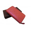 Top Bottega Veneta Intrecciato Nappa Zip Around Wallet 17004 Light Red Tl17341yq38