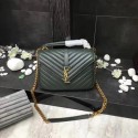 YSL Classic Monogramme Green Leather Flap Bag Y392737 Gold Tl15159Hn31