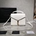 Yves Saint Laurent CASSANDRA TOP HANDLE MEDIUM BAG IN GRAIN DE POUDRE EMBOSSED LEATHER Y578000 White Tl14874CD62