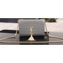 Yves Saint Laurent Croco Leather Cross-body Shoulder Bag 1311224 Grey Tl15238pA42