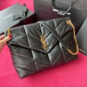 Yves Saint Laurent LOULOU PUFFER IN QUILTED CRINKLED MATTE LEATHER MEDIUM BAG Y577475 Black Gold hardware Tl14691kC27