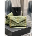 Yves Saint Laurent LOULOU PUFFER MEDIUM BAG IN QUILTED CRINKLED MATTE LEATHER Y577475 LIGHT GREEN Tl14442Dq89
