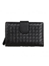 Bottega Veneta Intrecciato Nappa Flap French Wallet BV2155 Black Tl17305vK93