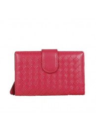 Bottega Veneta Intrecciato Nappa Flap French Wallet BV2155 Rose Tl17303sY95