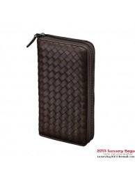 Copy Best Bottega Veneta 275064 V001N 2040 Intrecciato Nappa Zip Around Wallet Ebano Tl17389Qc72