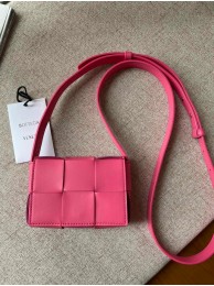 Fake Bottega Veneta CASSETTE Mini intreccio leather cross-body bag 666688 rose Tl16795Iw51