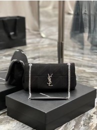 Fashion SAINT LAURENT JAMIE MEDIUM CHAIN BAG CARRE RIVE GAUCHE IN LAMBSKIN AND SUEDE 515821 black Tl14350Of26