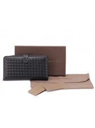 Imitation Bottega Veneta Edoardo Ebano Zip Around Wallet BV2016 Black Tl17290zn33