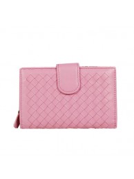 Imitation Bottega Veneta Intrecciato Nappa Flap French Wallet BV2155 Pink Tl17306VO34