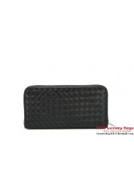 Imitation Bottega Veneta Intrecciato Nappa Zippy Wallet 115709-2 Black Tl17348uq94