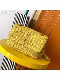 Imitation Cheap SAINT LAURENT NIKI MEDIUM CHAIN BAG IN RAFFIA 498894 yellow Tl14413fV17