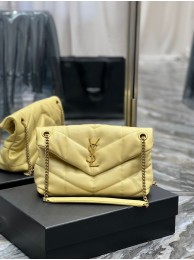 Imitation Top Yves Saint Laurent PUFFER SMALL CHAIN BAG IN QUILTED LAMBSKIN 5774761 yellow Tl14437tr16