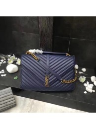 Imitation YSL Classic Monogramme Blue Leather Flap Bag Y392738 Gold Tl15149lH78