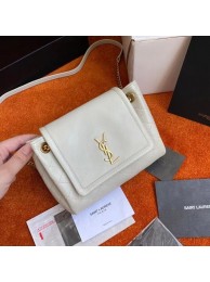 Imitation YSL MONOGRAM MINI NOLITA IN LAME LEATHER 672738 BLANC VINTAGE Tl14554Fo38