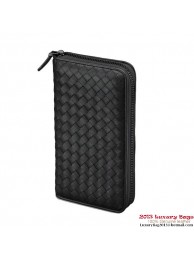 Knockoff Bottega Veneta 275064 V001N 1000 Intrecciato Nappa Zip Around Wallet Nero Tl17388cS18