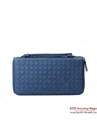 Knockoff Bottega Veneta Intrecciato Nappa Zip Around Wallet BV583 Blue Tl17358WW40