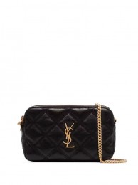 Knockoff SAINT LAURENT MONOGRAM CHAIN WALLET IN LEATHER 655941 black Tl14425Lg61