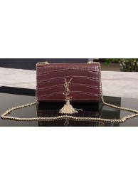 Knockoff Yves Saint Laurent Croco Leather Cross-body Shoulder Bag 1311224 Purple Tl15237iV87