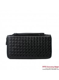 Replica Bottega Veneta Intrecciato Nappa Zip Around Wallet BV583 Black Tl17359Yn66