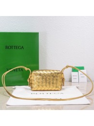 Replica Bottega Veneta Mini intrecciato leather cross-body bag 680254 gold Tl16672BB13