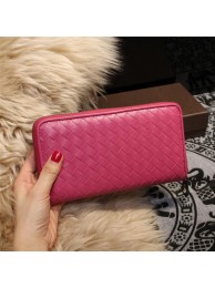 Replica Fashion Bottega Veneta Intrecciato Nappa Zip Around Wallets 114073 Rose Tl17263HM85