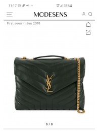 Replica SAINT LAURENT Loulou Monogram medium quilted leather shoulder bag 74558 blackish green Tl14798BJ25