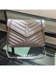 Replica SAINT LAURENT Loulou Monogram medium quilted leather shoulder bag 74558 Light Gray Tl14968Ix66