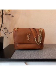 Replica SAINT LAURENT Niki monogram medium leather shoulder bag 504865 Camel Tl15067Xe44