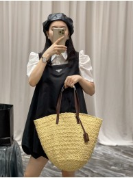 Replica SAINT LAURENT PANIER MEDIUM BAG IN RAFFIA 693242 IVORY Tl14401KG80