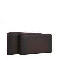 Replica Top Bottega Veneta Edoardo Ebano Zip Around Wallet 528072 Black Tl17287Cq58